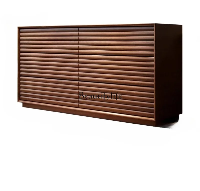 

4Medieval chest cabinet solid wood retro black wood color French locker six cabinets tea restaurant drawer cabinet