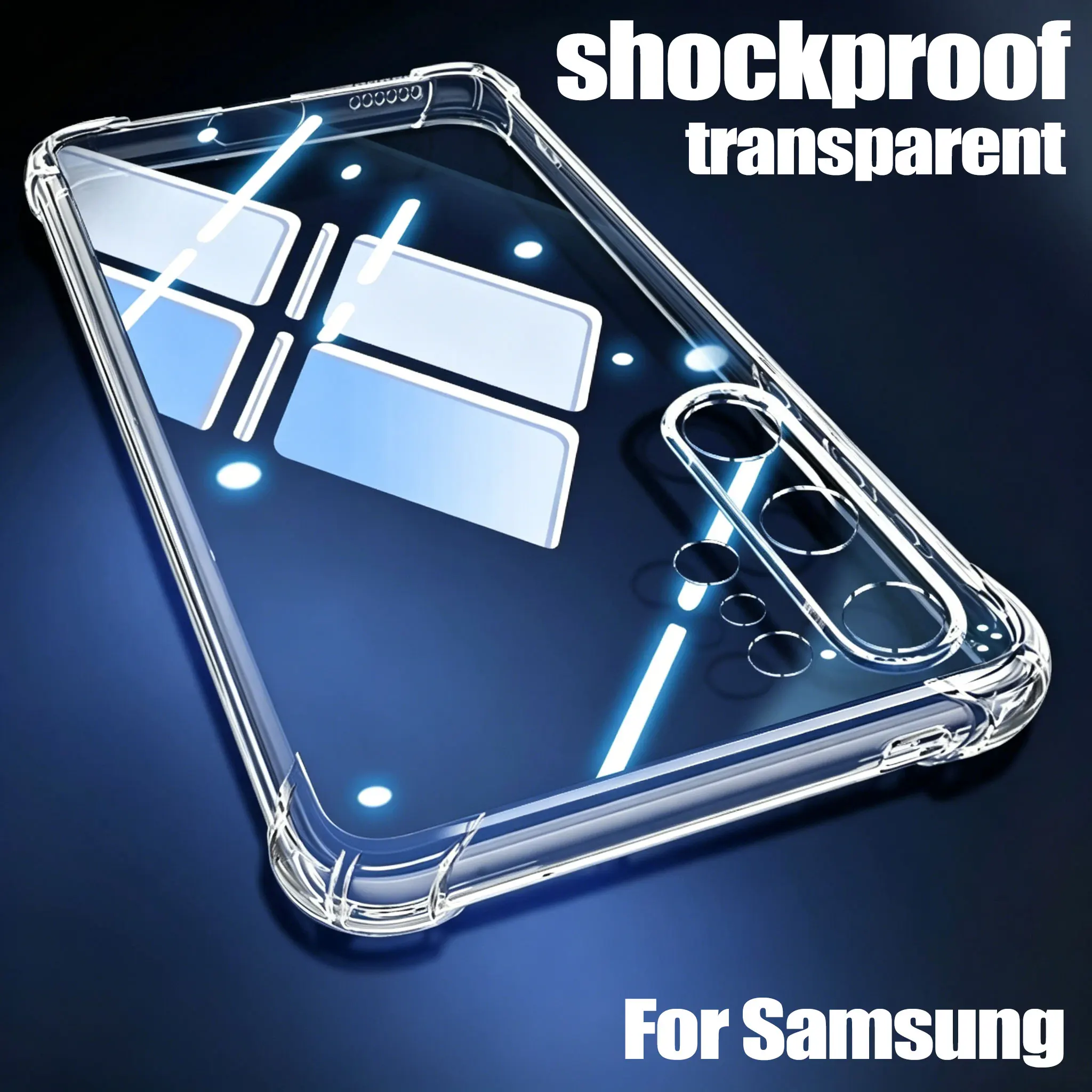 Stoßfeste Silikonhülle für Samsung Galaxy S26 S25 S24 Plus S23 Ultra FE Transparente Airbag-Schutzhülle für Samsung S22 S21 S20 Cover