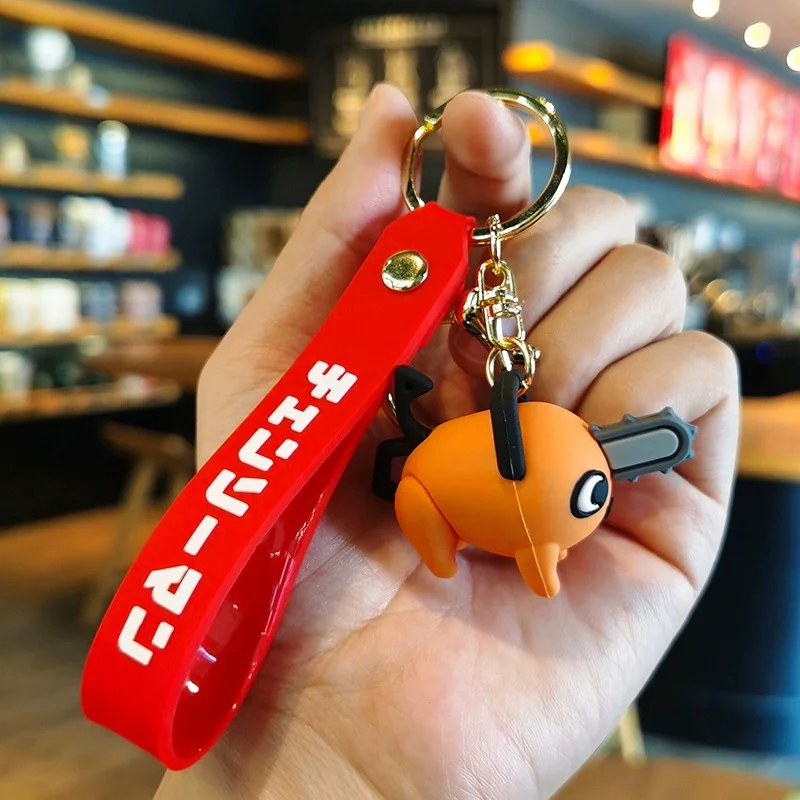 Anime Chainsaw Man Keychain Very Cool Soft Rubber Devil Denji Car Keyring Cute Pochita Toy Key Chain