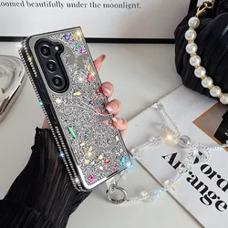 Bling Diamond Butterfly Crystal Bracelet Case For Samsung Galaxy Z Fold 6 Fold 5 Fold 4 3 Glitter Rhinestone Protective Cover