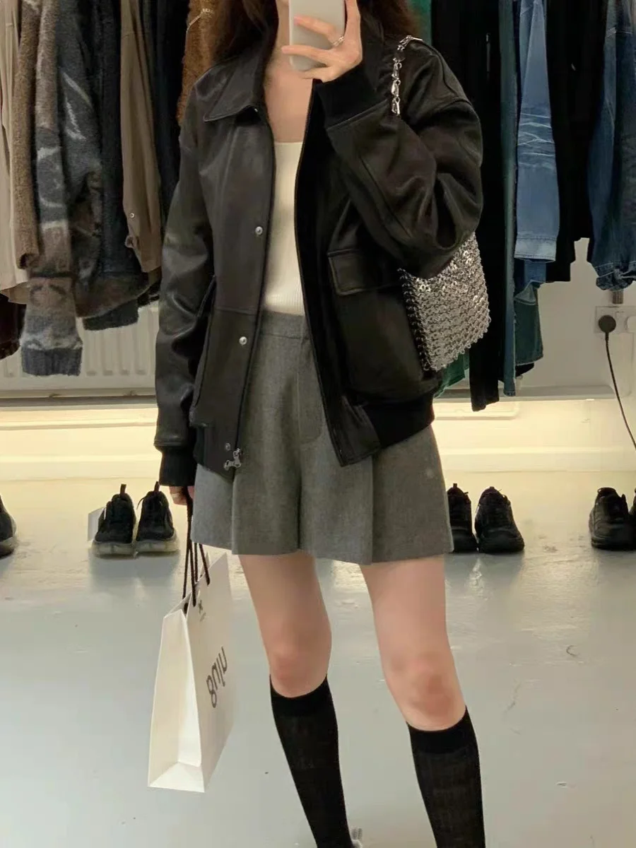 กางเกงขายาวทรงตรงเอวสูงผ้าวูลสำหรับผู้หญิง สไตล์ลำลอง เอวยางยืด ทรงหลวม ใส่ได้หลากหลาย เหมาะสำหรับใส่ไปทำงาน