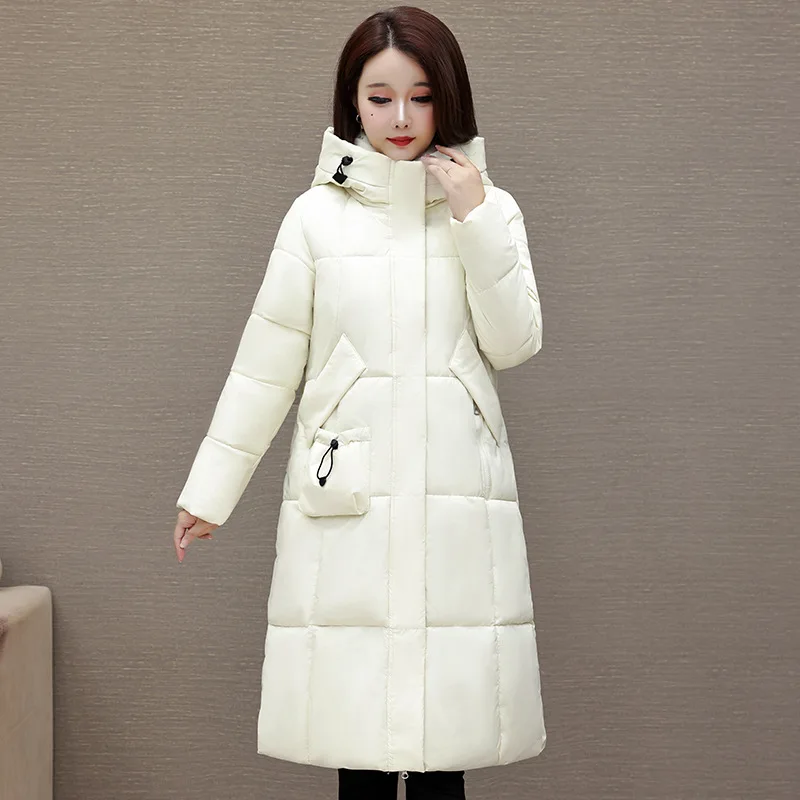 Long Women Parkas Coats Hooded Oversize Jacket Solid Zipper Long Sleeves Pocket Straight Casual Office Lady 2025 Autumn Winter