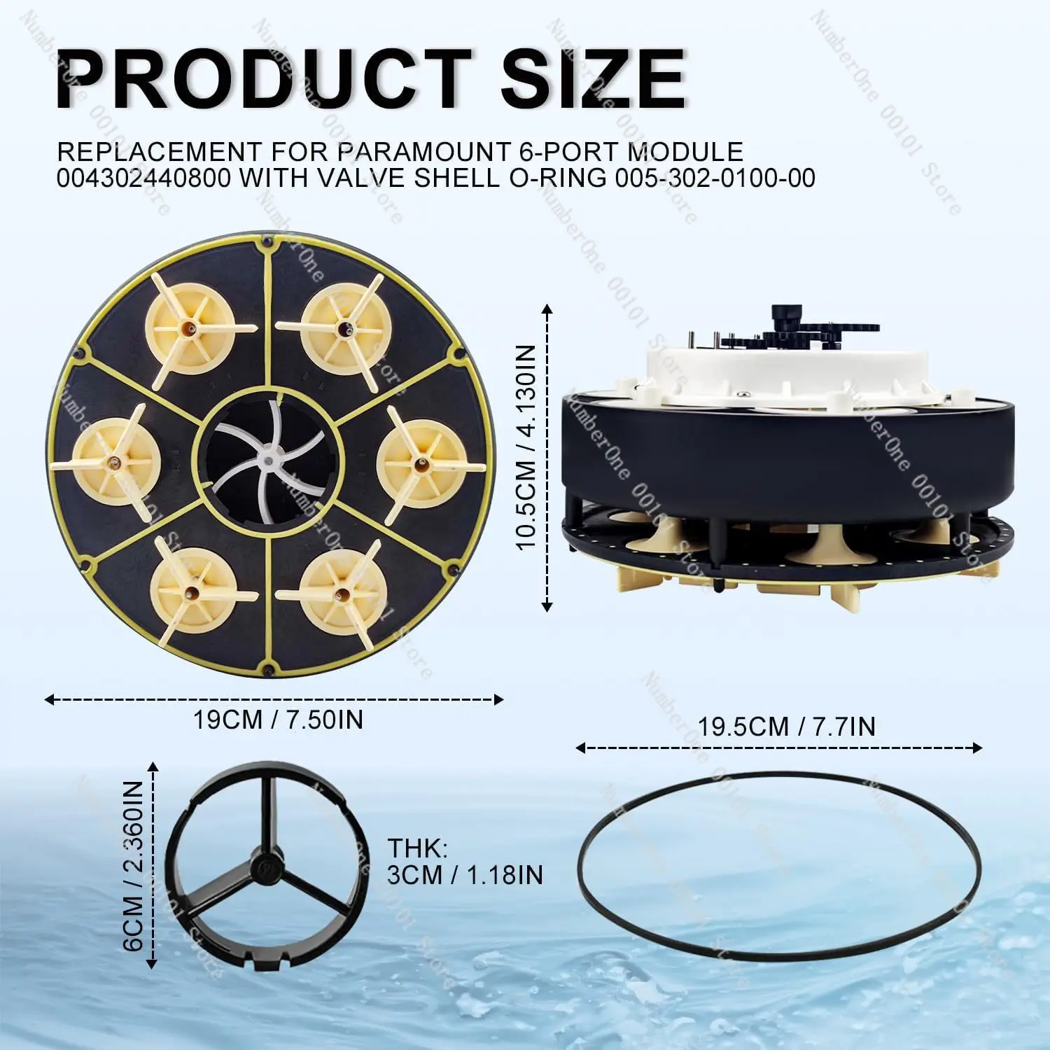 6 Port Modular Water Valve, For Paramount Systems with Valve Housing & O-Ring, Replacement Part 004302440800