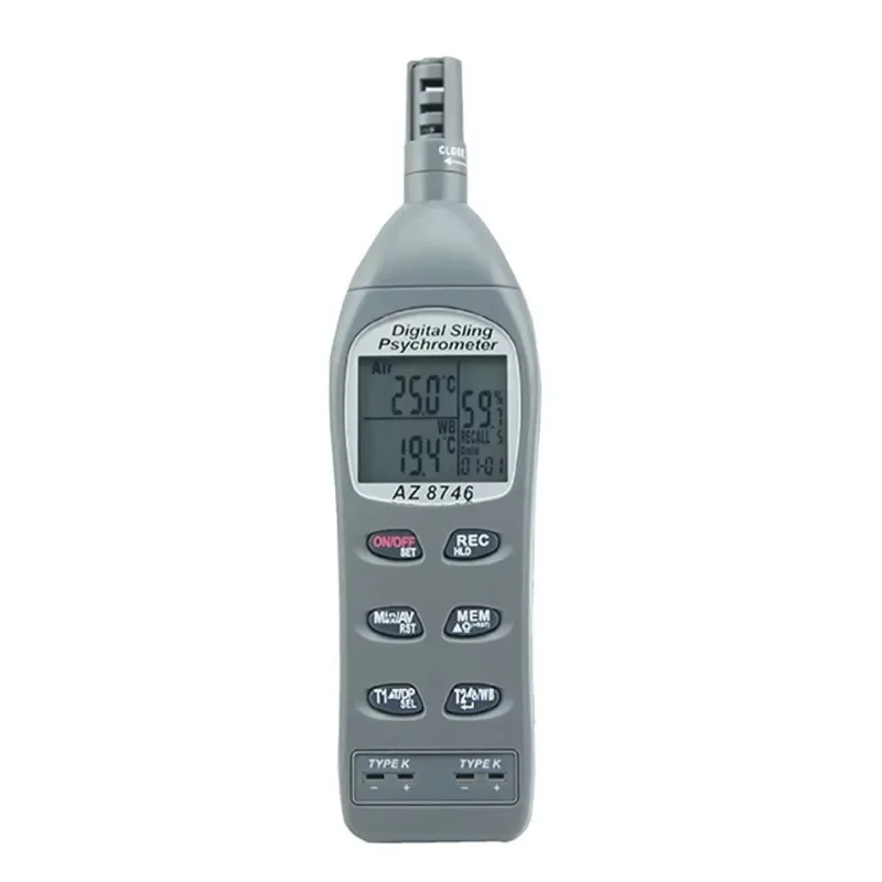 AZ8746 Dual K-type Temperature Humidity Meter Dew Point & Wet Bulb Temperature Multifunctional Detection Tester