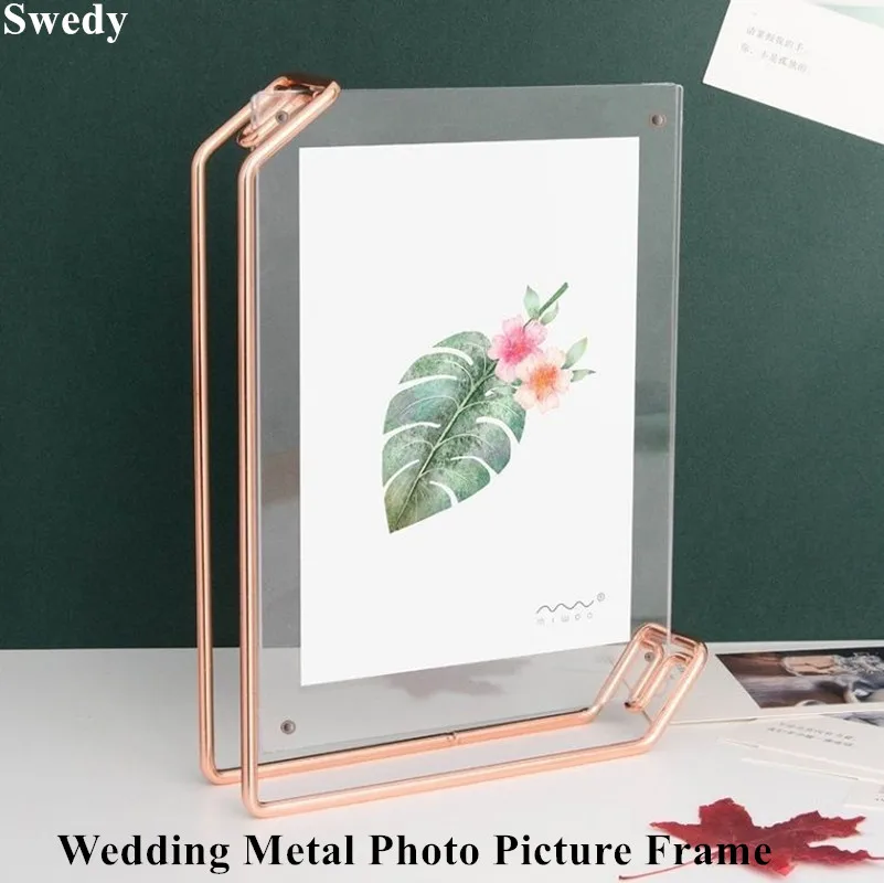 2 Pieces A4 210x297mm Metal Acrylic Sign Holder Display Stand Menu Holder 8.5 x 11 Inch Wedding Gift Photo Picture Poster Frame