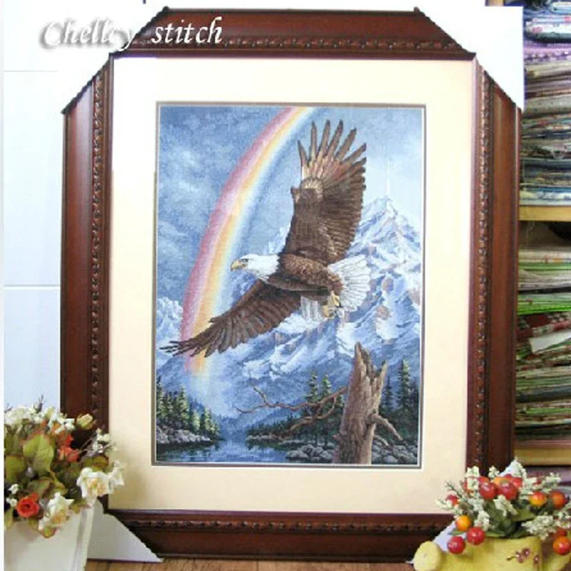 Amishop FREE Shipping Top Quality Popular Counted Cross Stitch Kit Bald Eagle The Promise DIM 35020