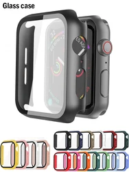 Tempered Glass+cover For Apple Watch Case 45mm 41mm 44mm 40mm 42mm 38mm PC bumper Screen Protector series 9 8 7 6 5 4 3 se