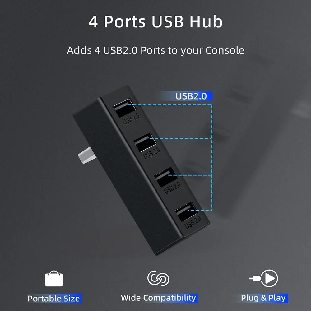 4 porty USB Hub 2.0 dla Xbox serii XSS/XSX, szybki Adapter rozszerzający rozdzielacz Hub na USB