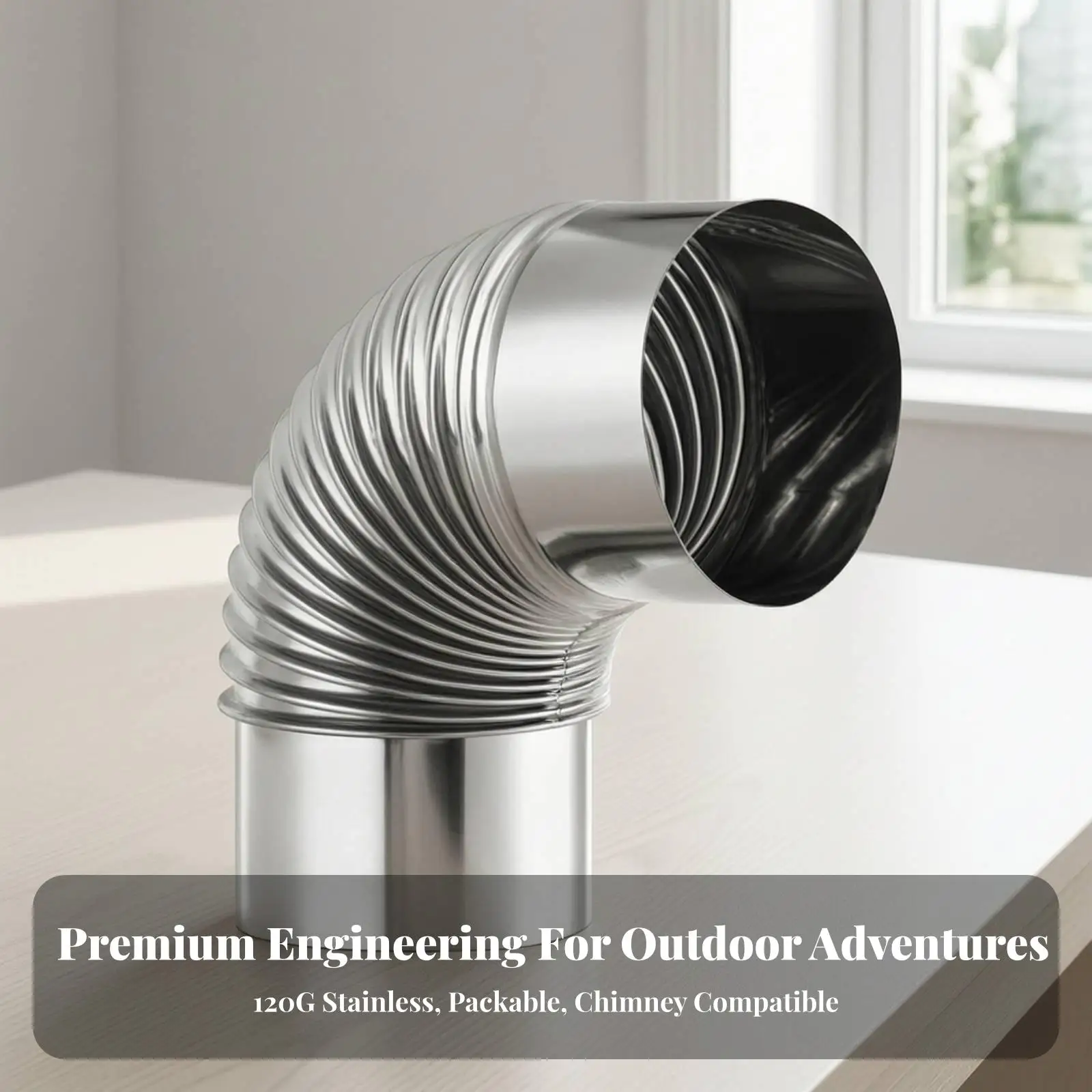 Durable Stainless Steel Elbow Chimney for Camping Stove Tent Smoke Outlet Outdoor Cooking