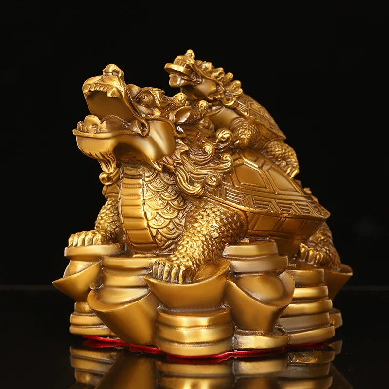 

Lucky Copper Dragon Turtle Ornaments , Mother and Son Money Treasure Turtle, Living Room Office Decor