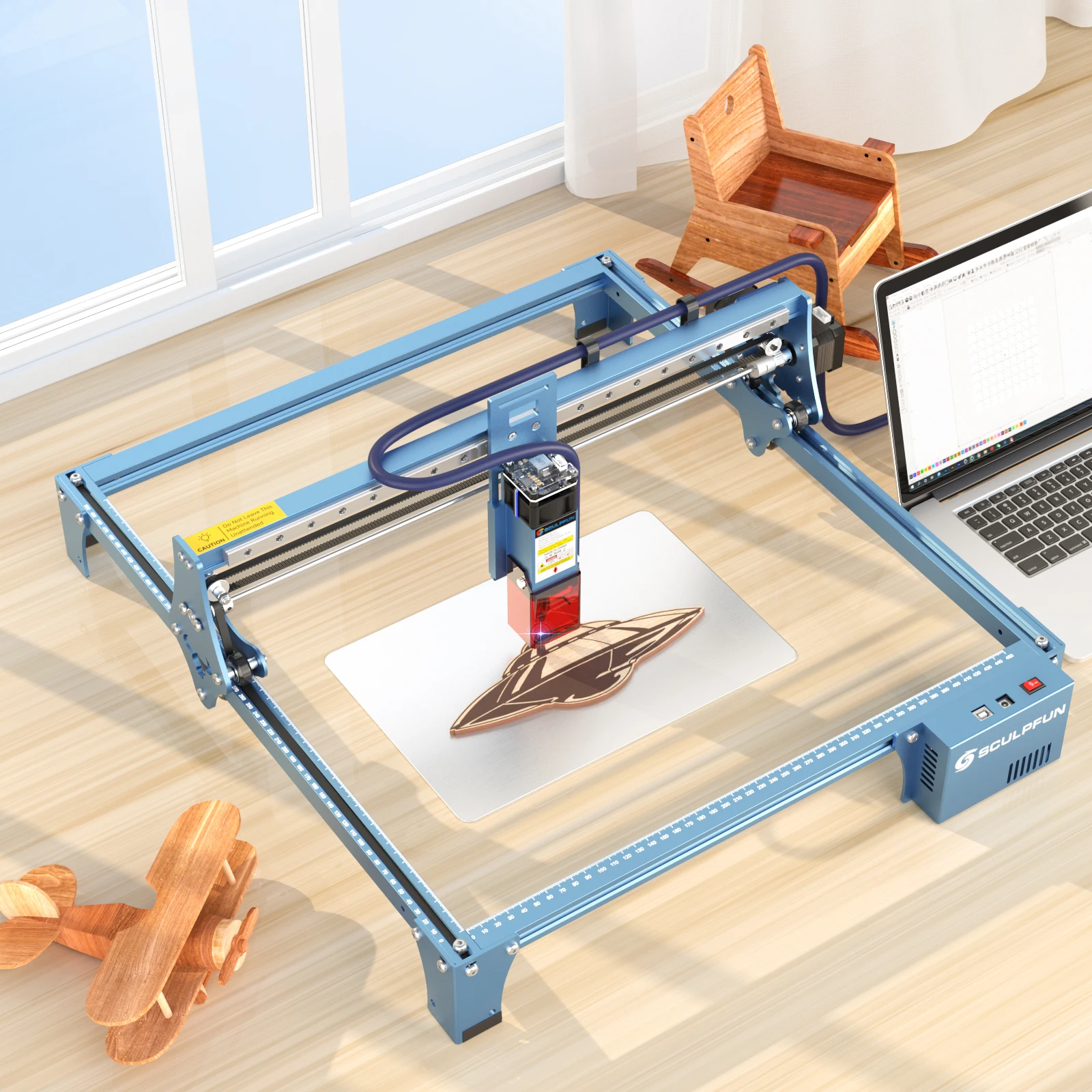 SCULPFUN S10 10W Desktop DIY Logo Mark Printer Carver For Column Cylinder Wood Plastic Leather Acrylic