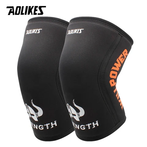 Aolikes 1 par 7mm neoprene esportes joelheiras compressão levantamento de peso pressurizado crossfit treinamento joelheiras suporte feminino masculino