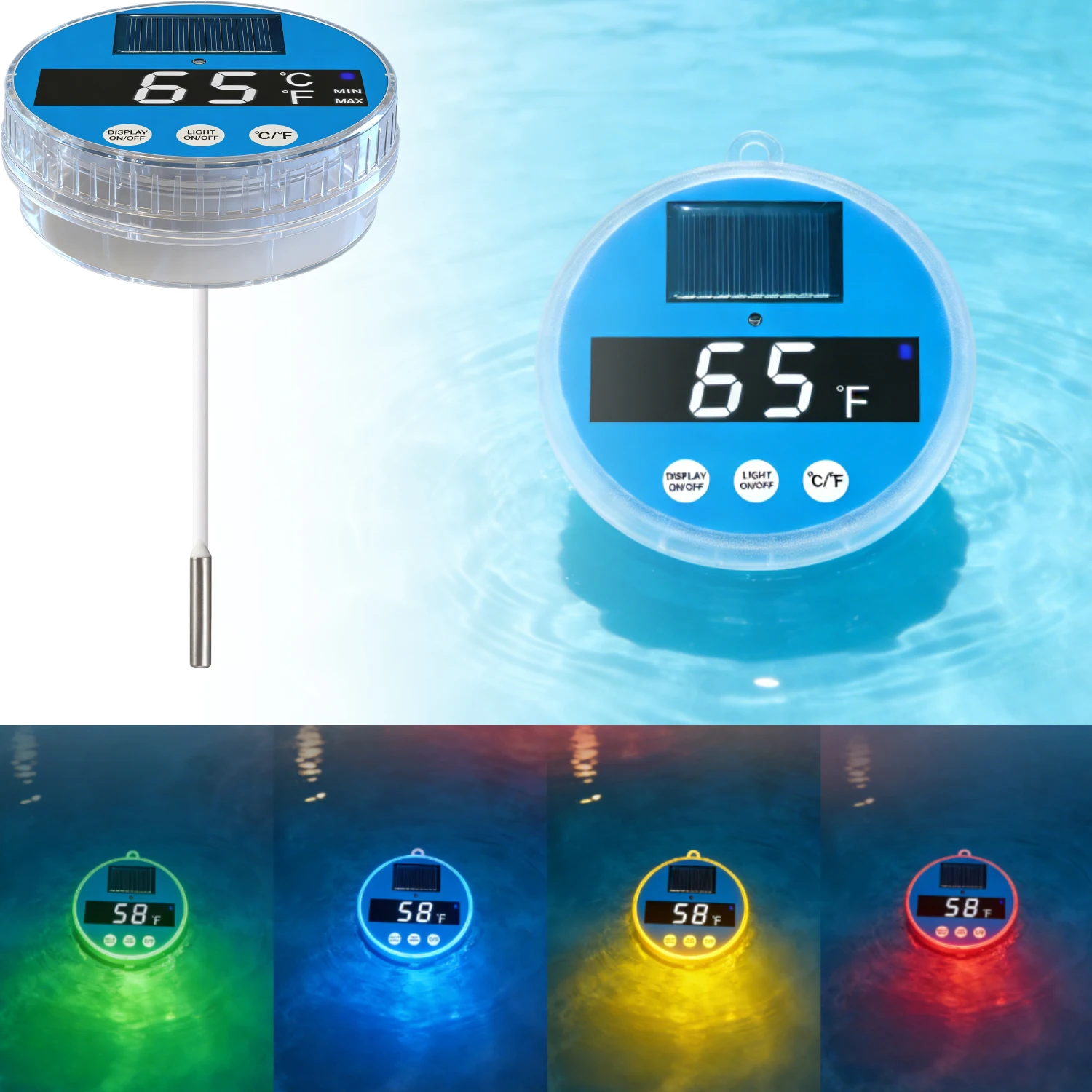Solar Pool Thermometer Cross-border Swimming Pool Equipment Floating Bathtub Home Outdoor Floating Water Temperature Indicator
