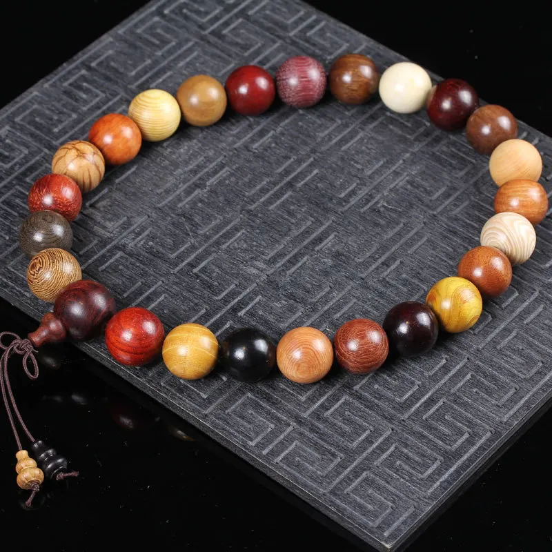 Multi-bead hand-held Buddhist beads made of , ebony, small-leaf rosewood, and Chinese cypress, car hanging ornament for
