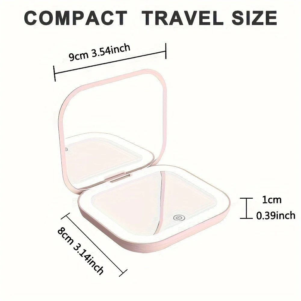 Mini Portable Folding Makeup Mirror Led Lights Magnifying Compact Pocket Travel Aesthetic Vanity Mirrors Make Up Tools