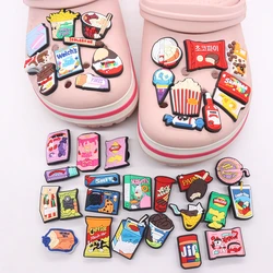 New Arrival 1Pcs Popcorn Chocolate Chips Mix Snacks Charms Adult Shoe Buckle Accessories DIY Party Present