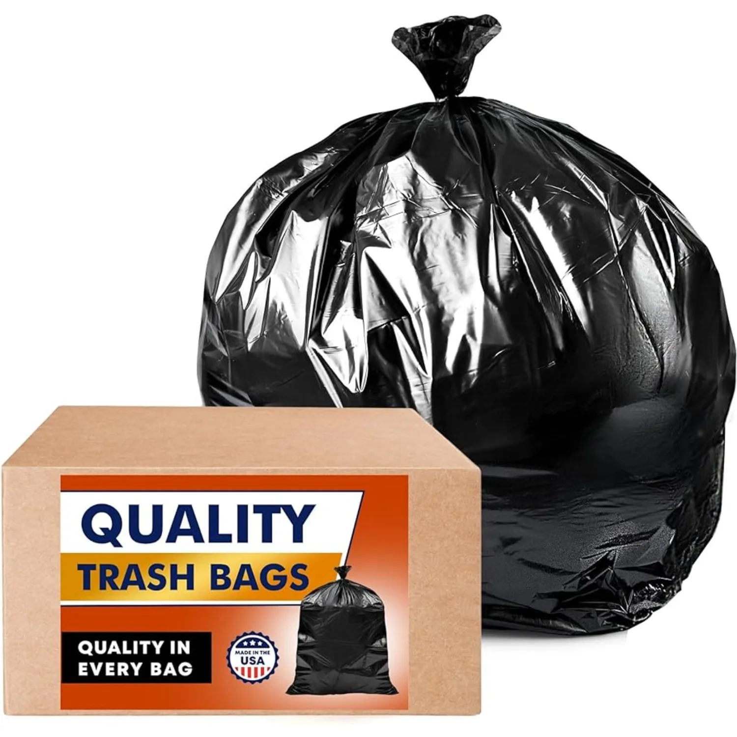 45 Gallon Trash Bags, (Value-Pack 100 Bags w/Ties) Extra Large Black Garbage Bags Large Trash Bag Can Liners Capacity