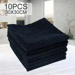 10pcs Black Car Cleaning Detailing Microfiber Soft Polish Cloths Towel Lint