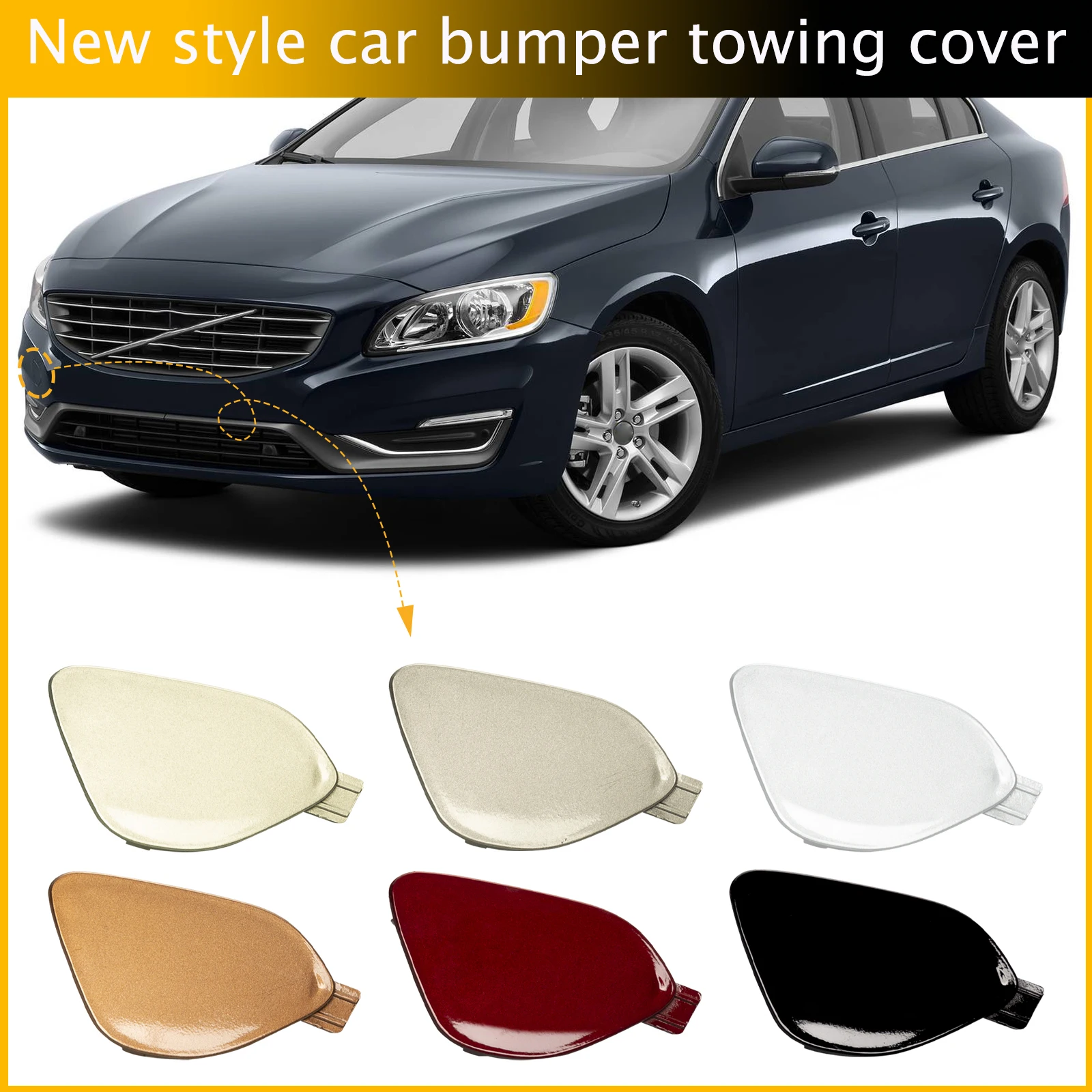 Front Bumper Tow Hook Cover Towing Eye Cap Lid Fit For VOLVO S60 S60L V60 2014-2018 39820294 31323839 Car Accessories