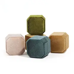 Octagonal Velvet Double Ring Box Wedding Ring Box With Detachable Lid Wedding Ring Display Box