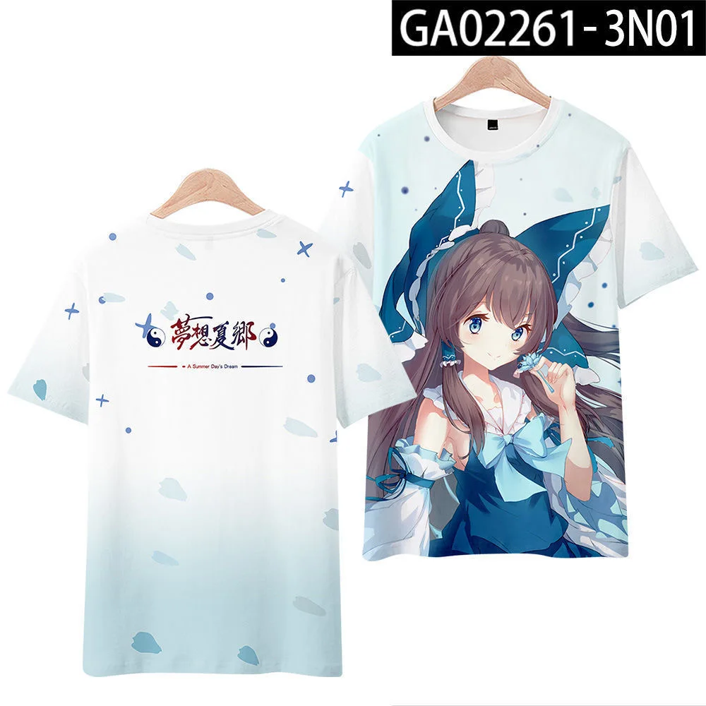 ¡Nuevo! TouHou Project Camiseta con estampado 3D, camiseta de manga corta con cuello redondo, ropa de calle Popular de Anime japonés, talla grande, moda de verano