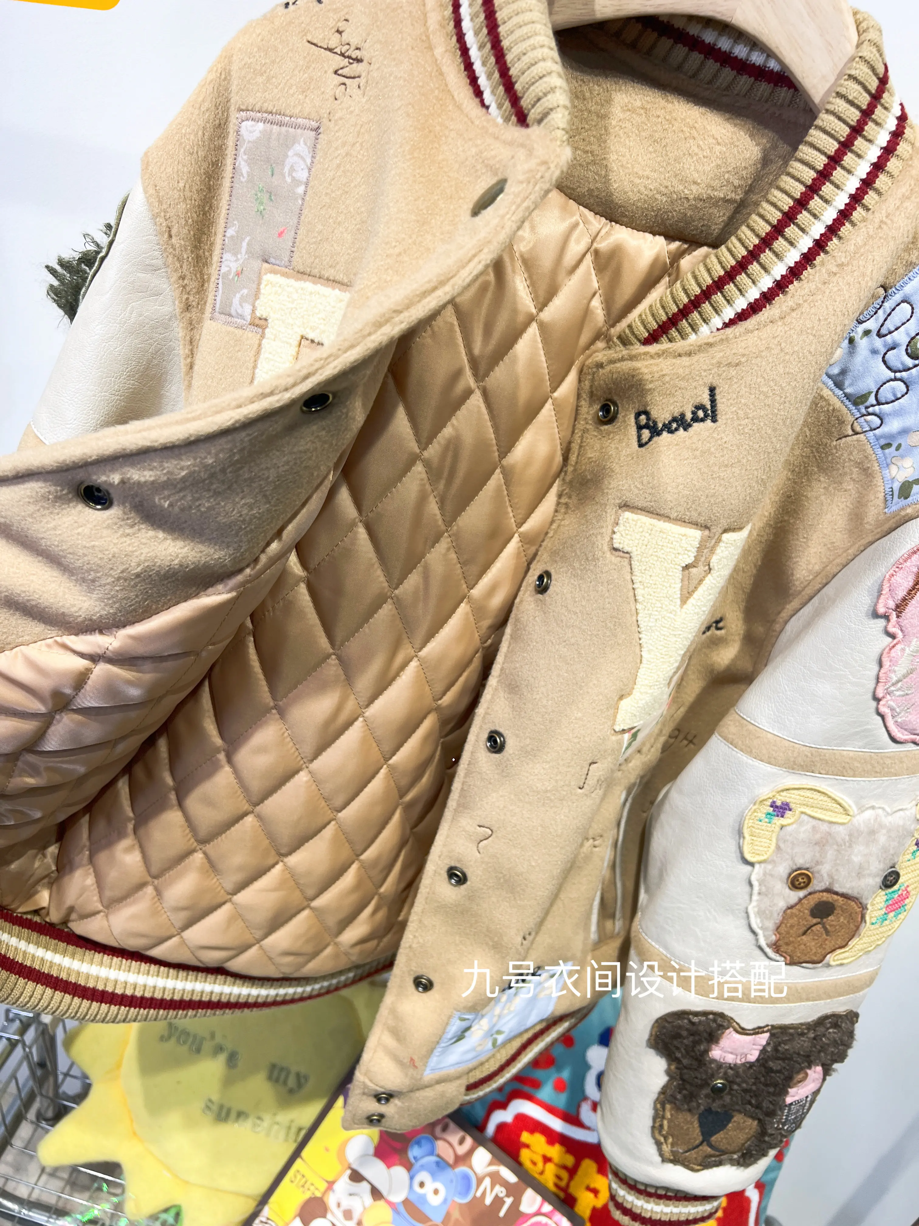 Fashion Heavy Embroidery Baseball Jacket for Women 2025 Winter New Retro Padded Jacket Top Trendy Cartoon Jacket Women