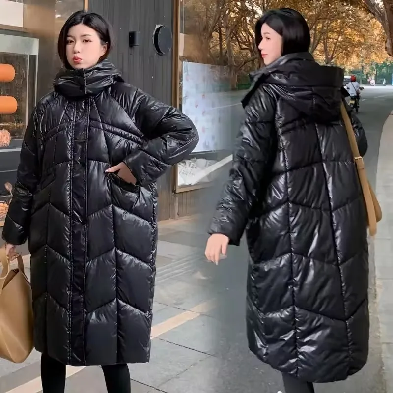 2025 New Winter Hooded  Down Cotton Jacket Women Long Parkas  Loose Casual Thicken Warm Waterproof Female Snow Outwear
