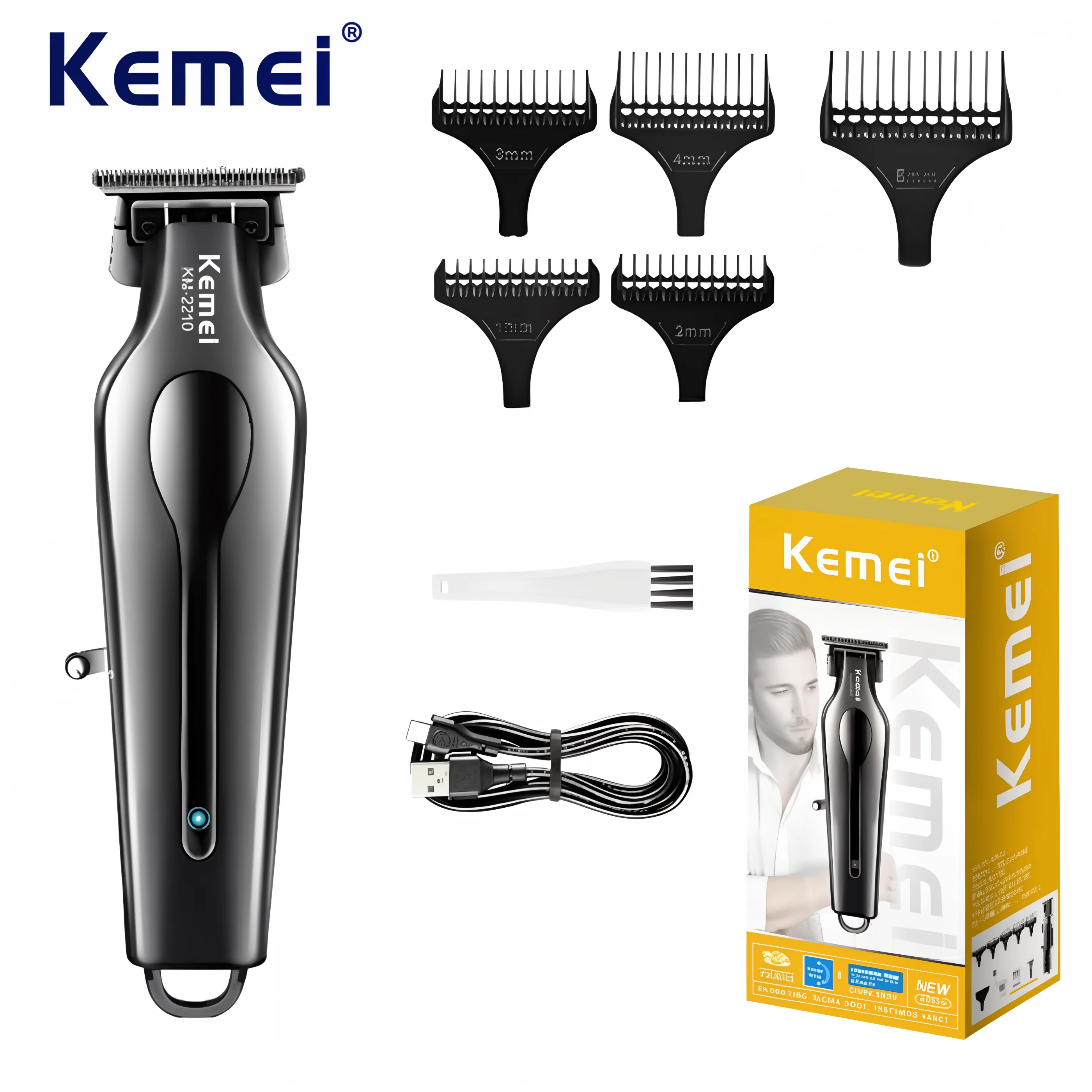 Kemei KM-2210 Trimmer Professional Hair Trimmer Rechargeable Haircut Machine Adjustable Hair Cutting Machine Trimmer for Men