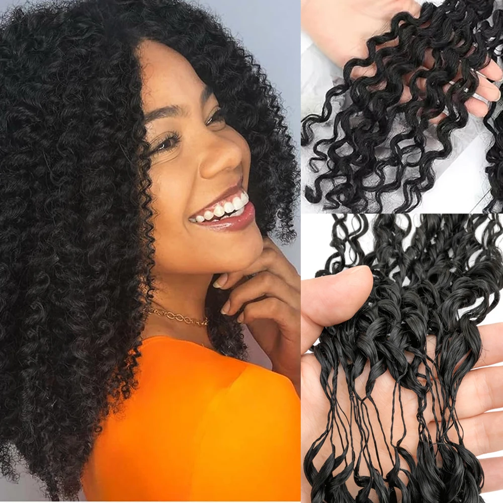 

Невидимые мелкие спиральные кудрявые волосы для плетения косичек, без узлов, предварительно разделенные, кудрявые волосы для наращивания методом крючком, имитирующие перья.