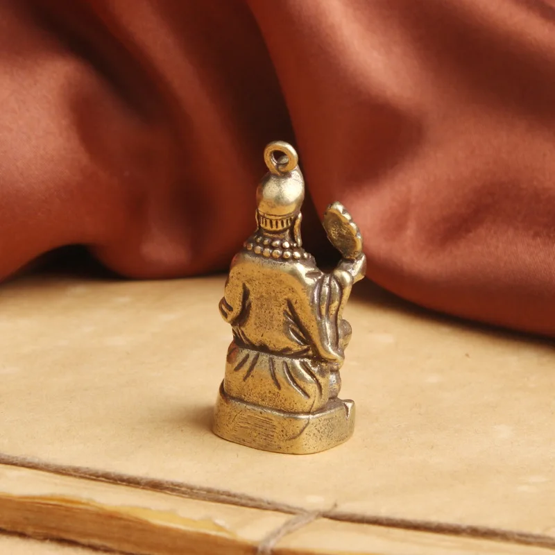 Brass Living Jigong Keychain Fuhu Arhat Buddha Statue Pendant Handheld Piece Bronze
