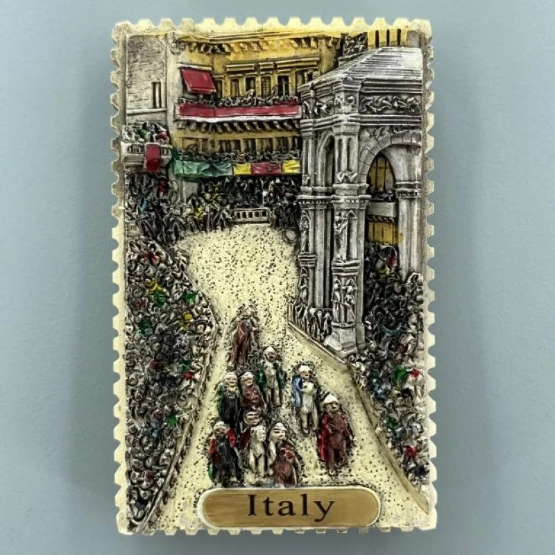 , capital of Italy, landmark attraction Constantine's Triumphal Arch, tourist souvenir magnet, fridge magnet,