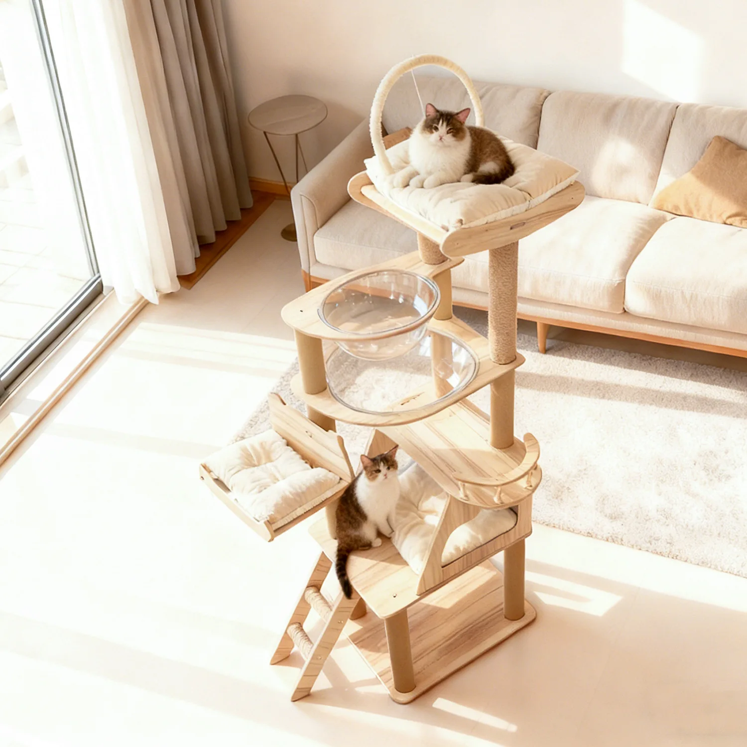 

Когтеточка-комплекс для кошек: лежанка, столбик для царапания, капсула-космос