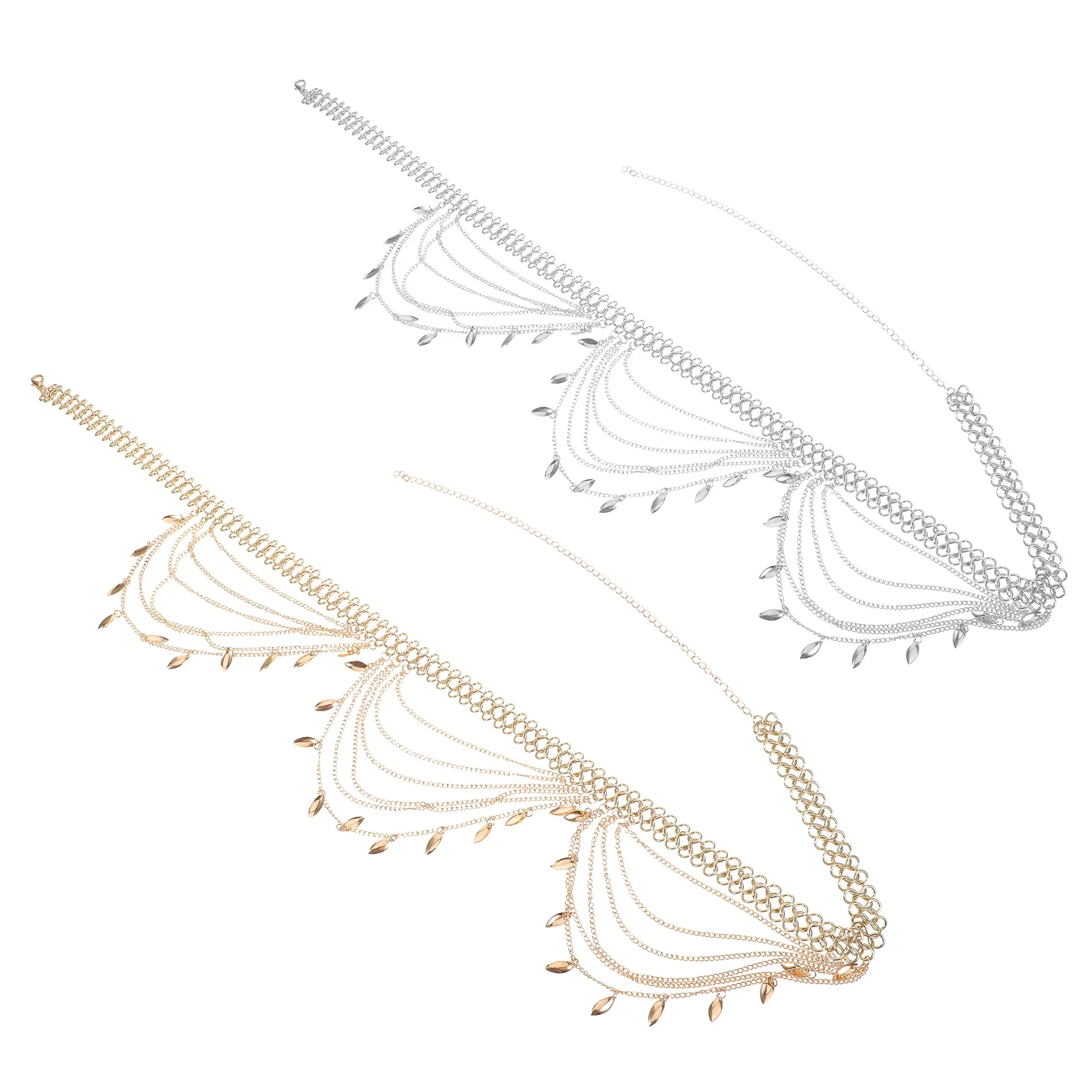 

2pcs Metal Waist Belt For Women Ethnic Style Adjustable Layered Body Belly Chain Decor Dress Beach Party Outfit Tassel Waist