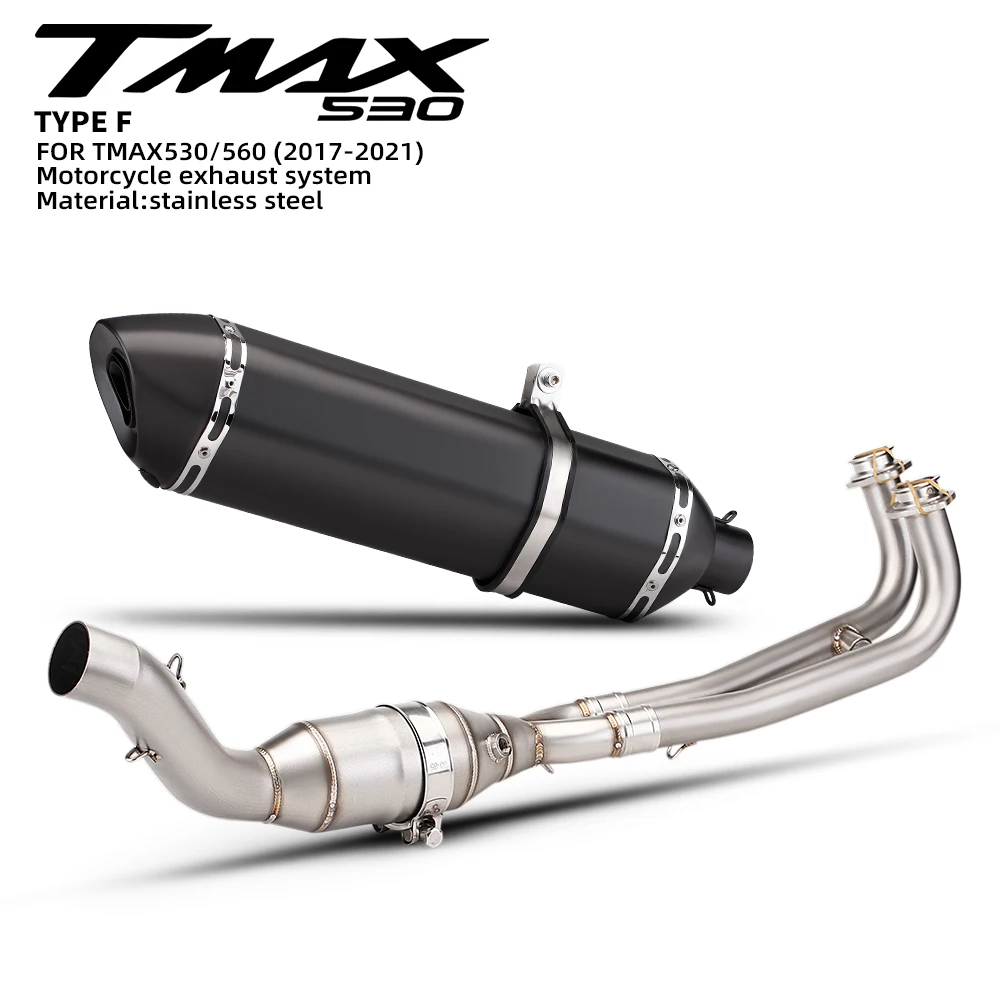 

For Tmax530 Tmax560 2017-2021 Full Stainless Steel Exhaust System Front Link Pipe Modified Exhaust Muffler