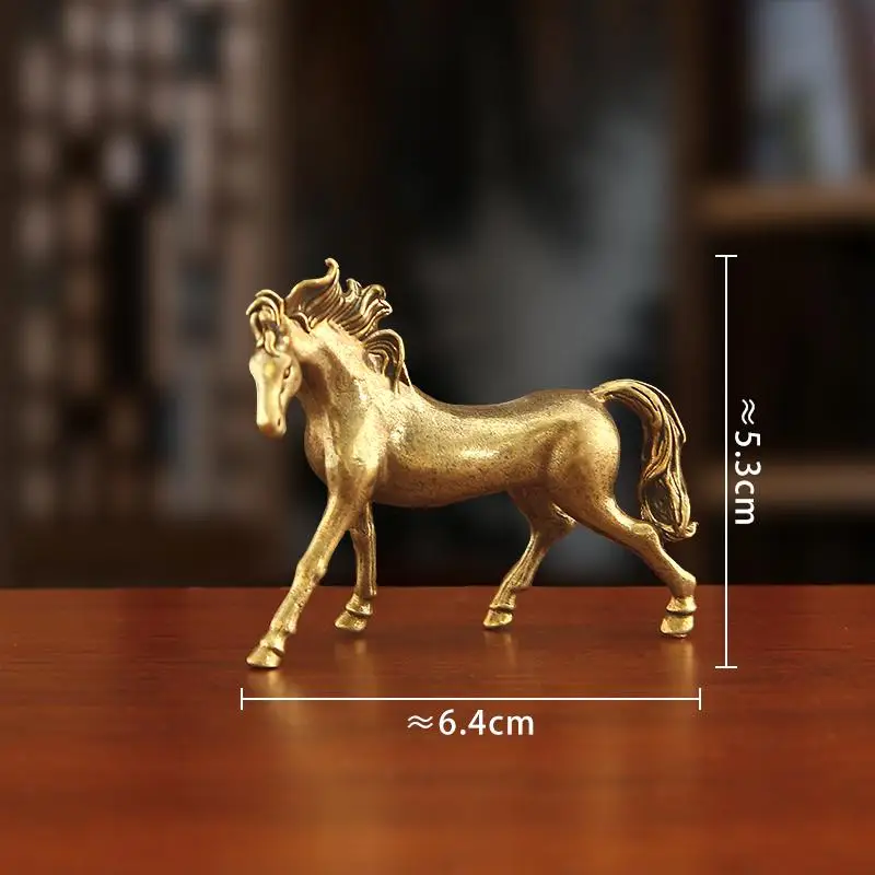 Creative Brass Small Retro Horse Shape Ornament, Micro Landscape Tea Pet Indoor Desktop Decoration Metal Crafts Accessories, 1Pc