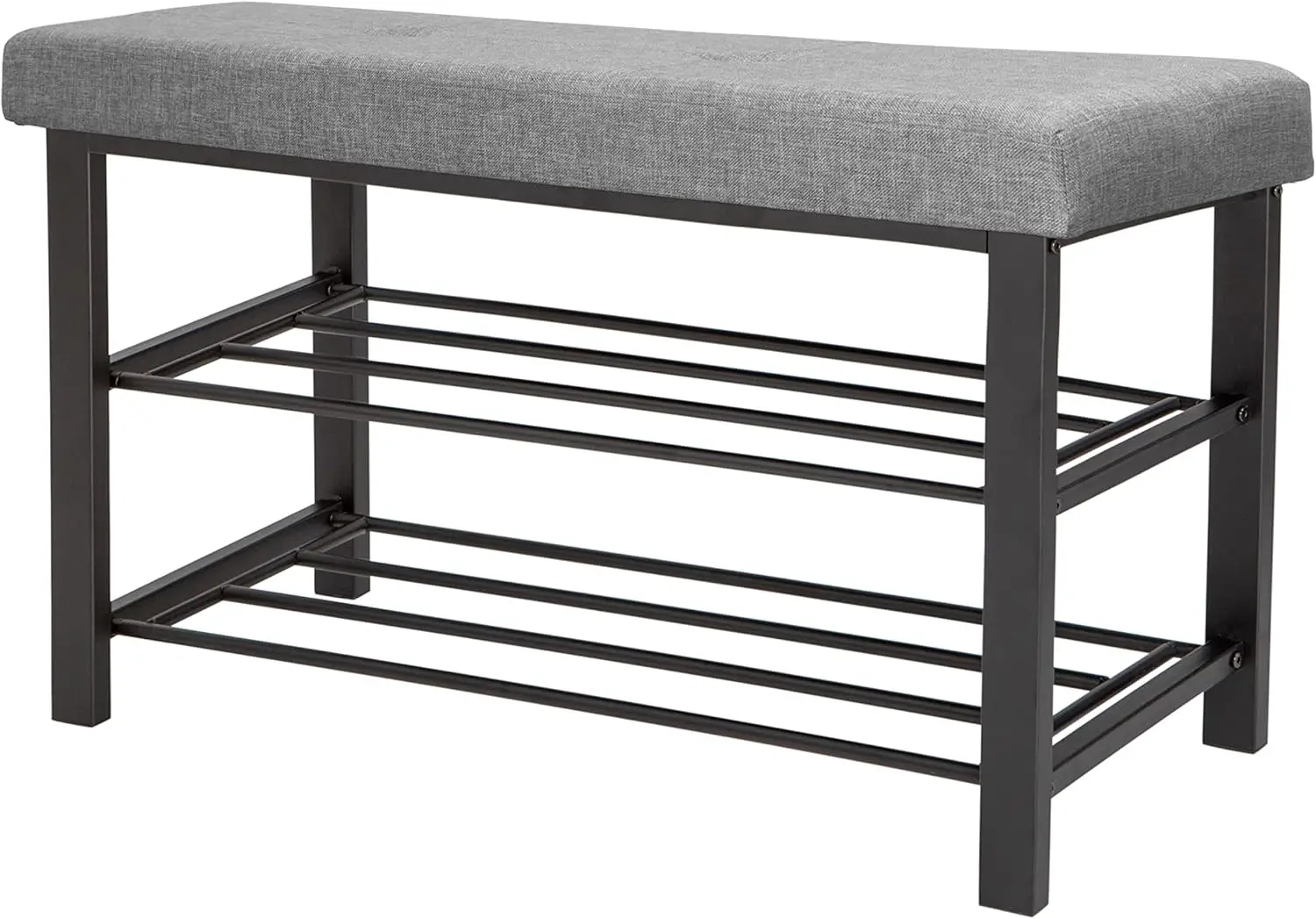 

Storage Bench, Shoe Rack, Ottoman, Tufted, Padded Seating For Entryway, Bedroom, Closet & Hallway, Grey