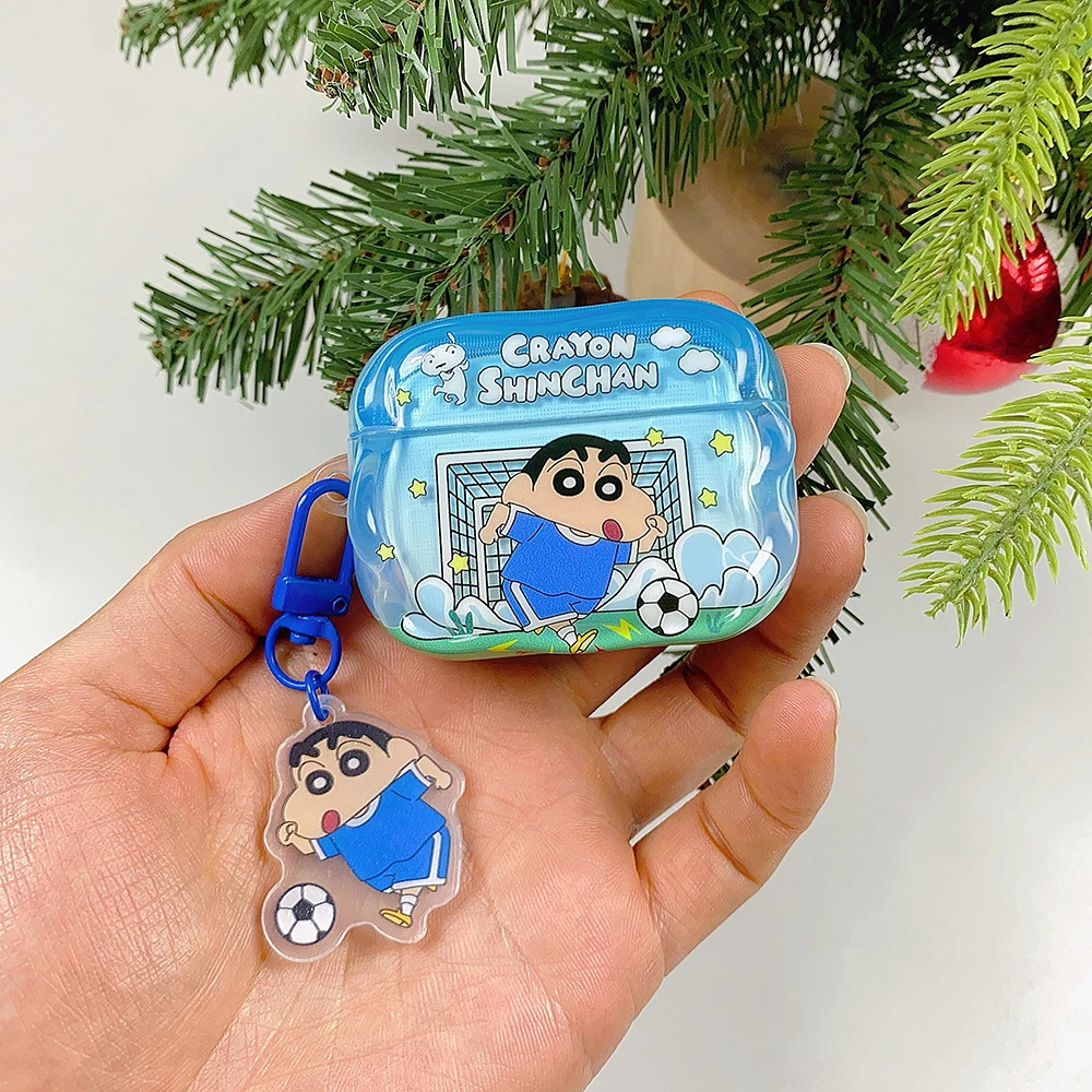 Fußball Crayon Shin-chan Kopfhörer-Hülle Anhänger für AirPods 1 2 3 4 Pro 2. Pro3 Gen Shinnosuke Shinchan Schutzhülle