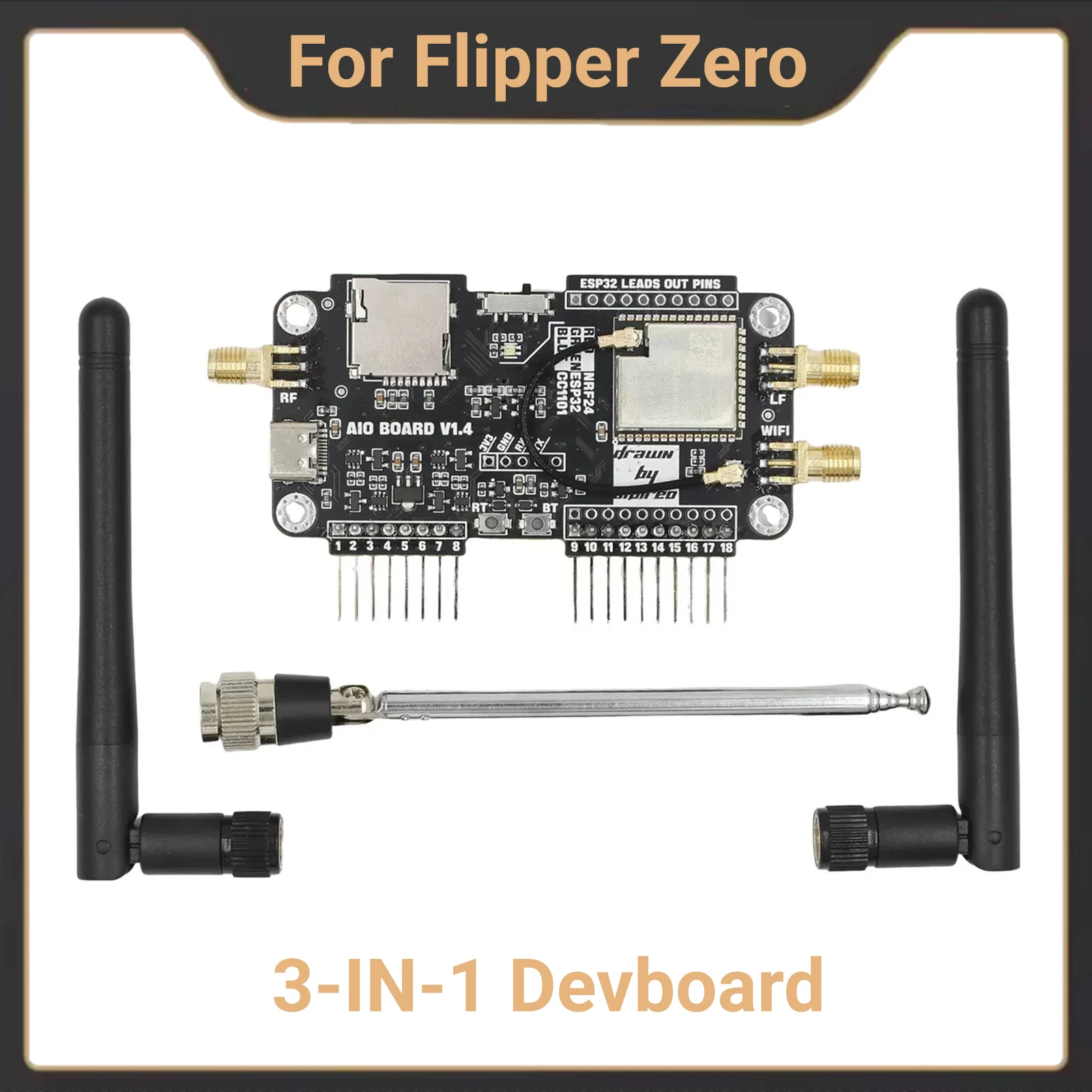 Flipper Zero Expansion Module 3-in-1 WiFi NRF24 + CC1101 RF Board 2.4GHz & 433MHz Sniffer/MouseJacker Plug-and-Play