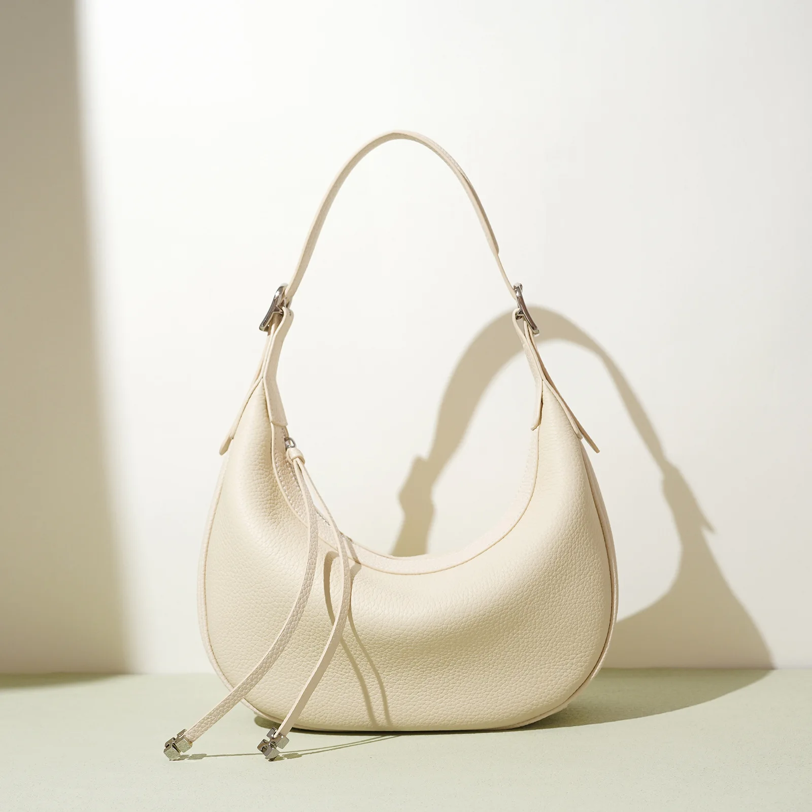 

Luxury Design Genuine Leather Women Underarm Shoulder Handbag Bag Lichee Cowhide Female's Handle Tote Crossbody Bag Moon Purse