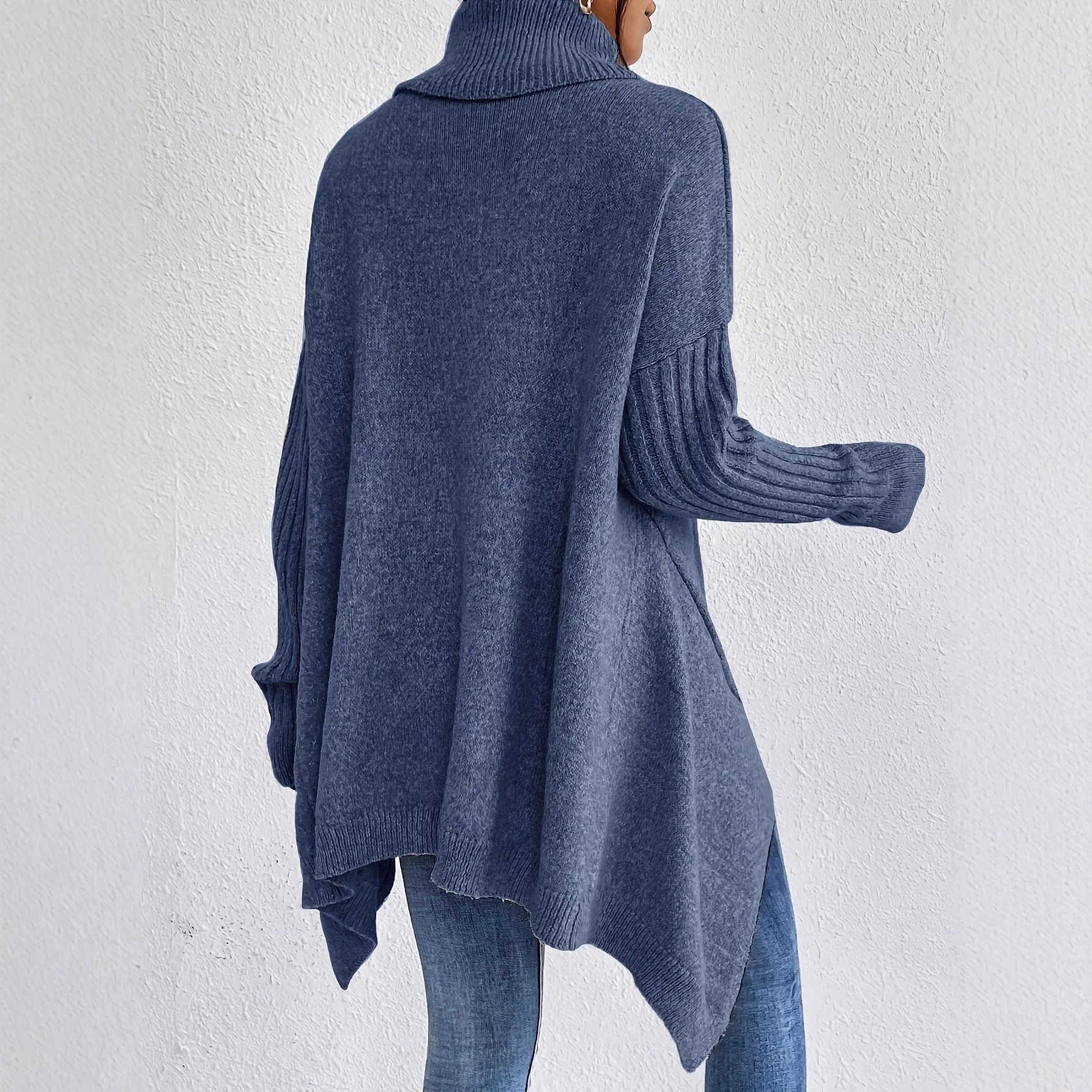 Tunic Women's Turtleneck Long Sleeve Knit Pullover Sweater Loose Trendy Fashion Classic Cozy Warm Soft Chic Basics New Sweater