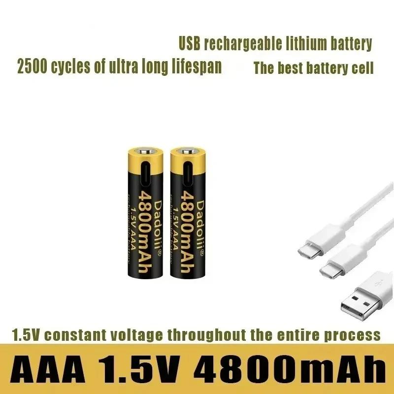 Hot Sale 1.5V 4800mAh AAA/7 Li-ion Rechargeable Battery for Wireless Mouse and Keyboard Electric Toy Flashlight Remote Control