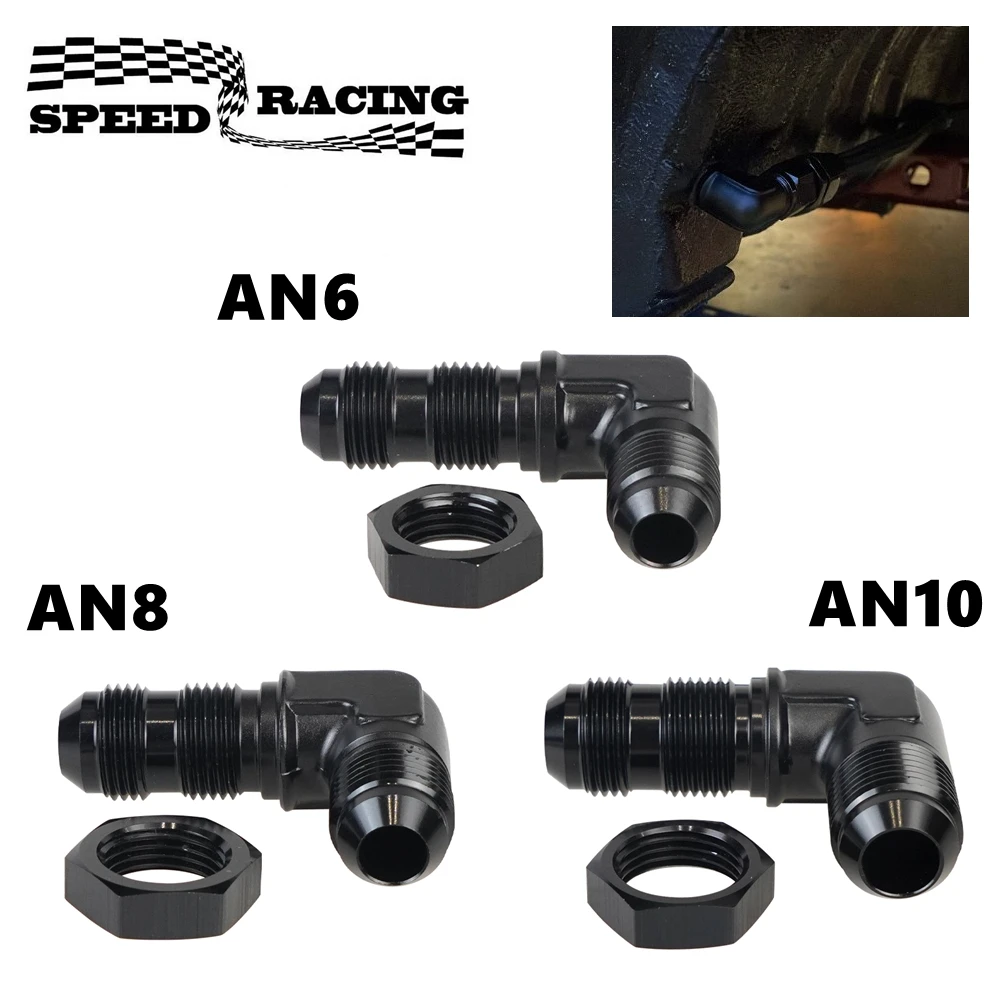 AN6 AN8 AN10 Male to Male 90 Degree Flare Union Bulkhead Fitting Adapter with Nut For Tab or Wirewall