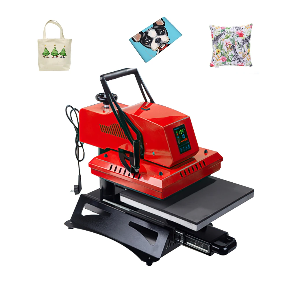 Hot Sales Shake Head Pull High Pressure Cloth T-shirt Flatbed Hot-thermal Transfer Printing Heat Press Ironing Machine 1500W