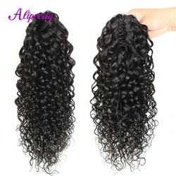 Alipretty coleta de onda de agua para mujer, extensión de cola de caballo con Clip de garra de cabello humano, coletas rizadas, postizos brasileños