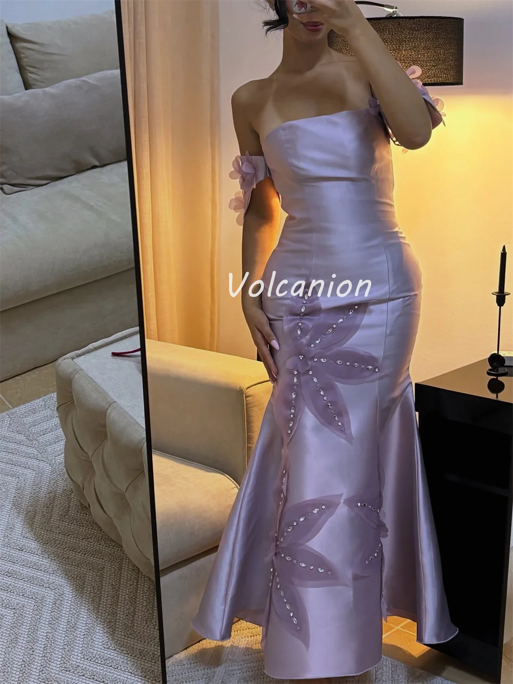 ที่กําหนดเองแฟชั่น Charmeuse Pearl Applique Rhinestone Mermaid Off-the-ไหล่ชุดยาว Bespoke โอกาสชุด