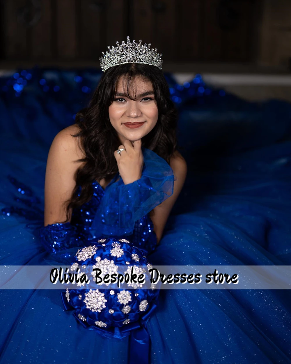 Robe de Quinceanera King Blue Sequin Appliques, robe de Rhavec manches, robe chérie personnalisée, remarquable, éducatif, 15 ans
