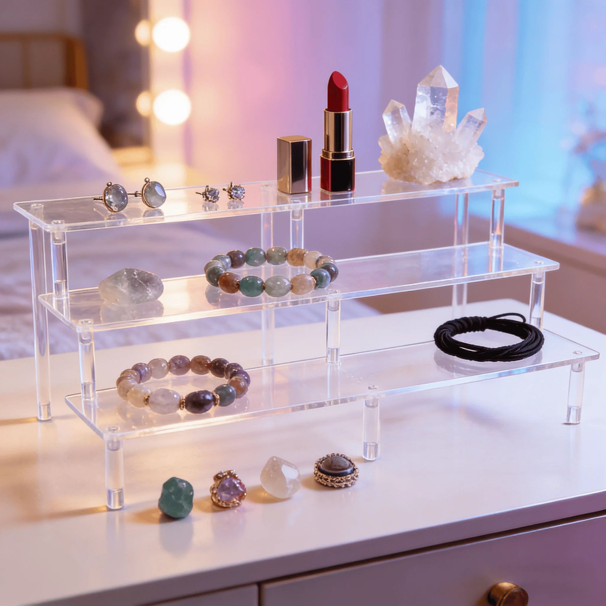 A Set Of Multi-Functional Acrylic Display Stand, Used For Placing Jewelry, Collectibles, Multifunctional Display Stand For Steps