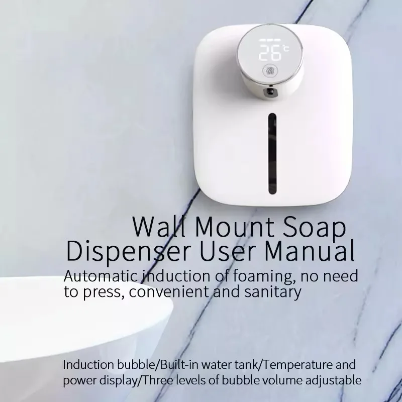 الكهربائية الحديثة القابلة لإعادة الشحن الذكية LED عرض درجة الحرارة التلقائي Touchless السيارات رغوة الأيدي الحرة جدار جبل موزع الصابون