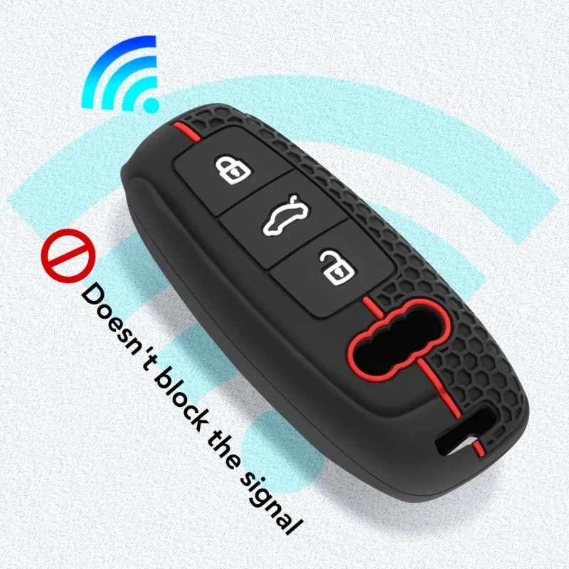 Silicone Car Smart Key Case Cover Protection Shell For Audi A3 8Y A4 A6 A7 A8 E-tron Q5 Q8 C8 D5 Auto Styling Holder Accessories