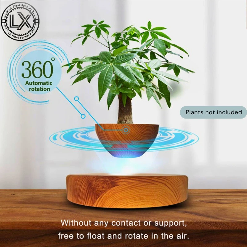LX Levitating Air Bonsai Pot Rotation Planters Magnetic Levitation Suspension Flower Floating Pot Plant For Home Desk Decor Gift